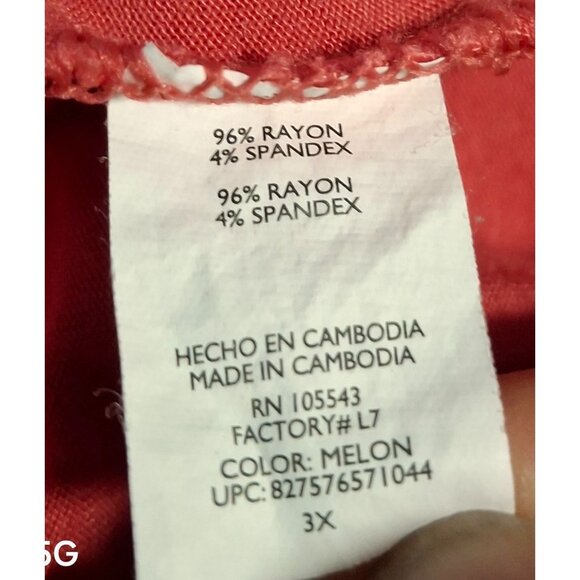 Daisy Fuentes Boho Woman Melon Pink Short Sleeve Ruched Front Tie Tunic Top 3X R - Picture 6 of 7